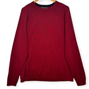 Sebastian Cooper Mens XL Red 100% Cotton Crewneck Sweater Raglan Pullover Preppy